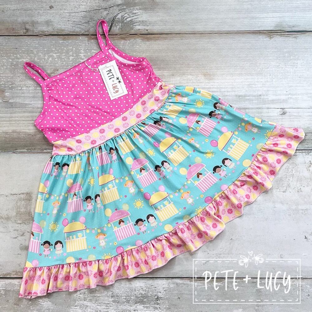 PETE + LUCY Pink Lemonade Stand Summer Dress 12-18 months NEW